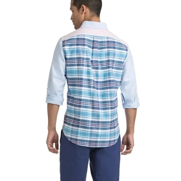 Vineyard Vines Slim Fit Tucker White Pink & Blue Plaid Button Down Shirt Large - Picture 2 of 13